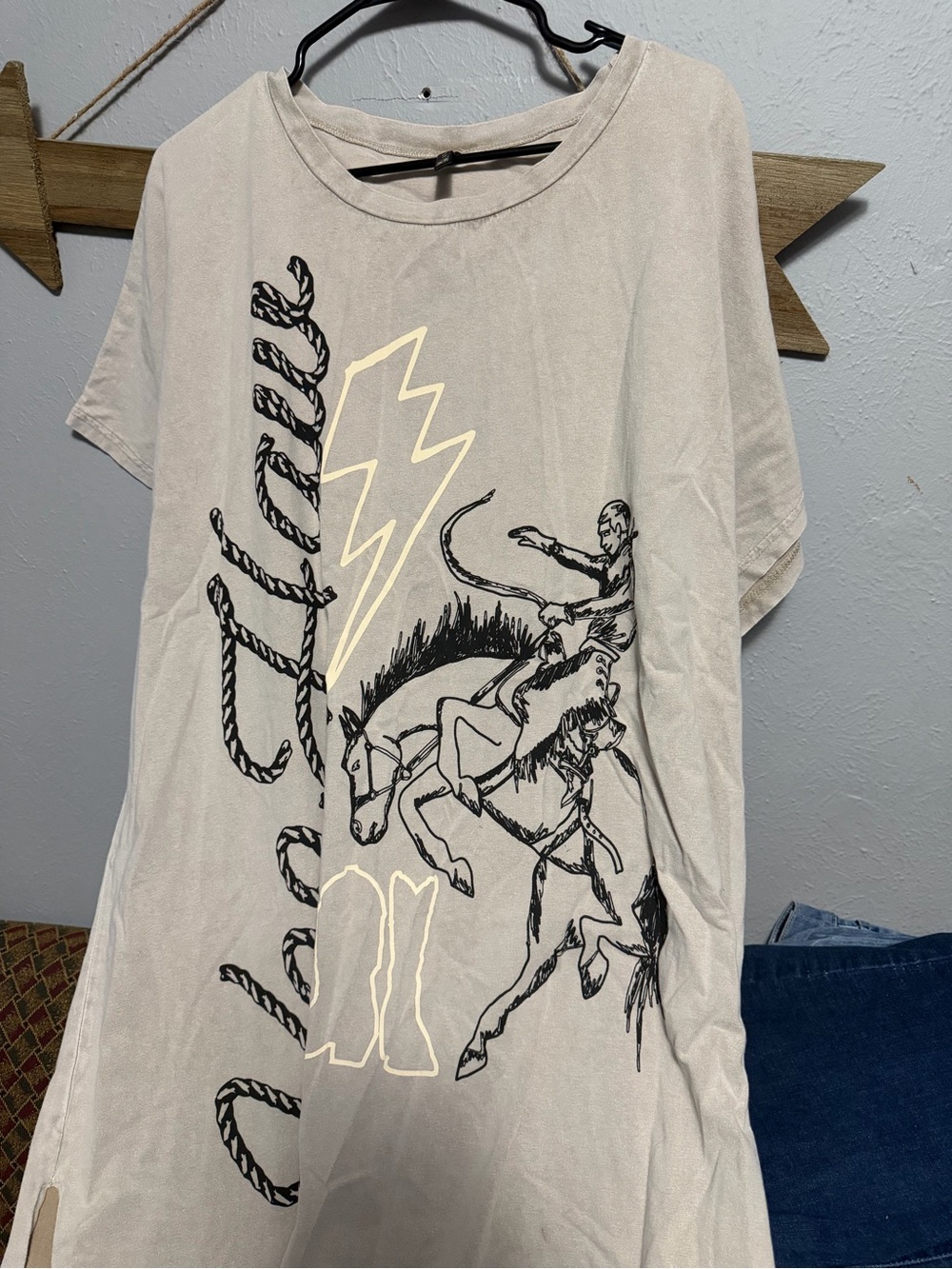 Women's Cream Graphic Rodeo Dress